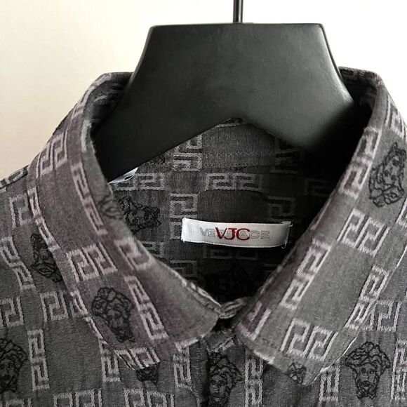 Versace Jeans Couture Womens Medusa Greca Key All Over Pattern Button Up Shirt S - Picture 3 of 7